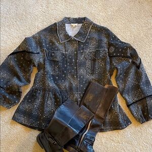 POL Black Paisley Lightweight Cotton Top (or worn as a Jacket)